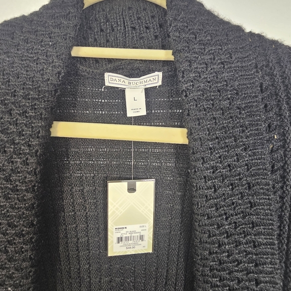 Dana Buchman Black Open-Front Cardigan - Picture 3 of 3